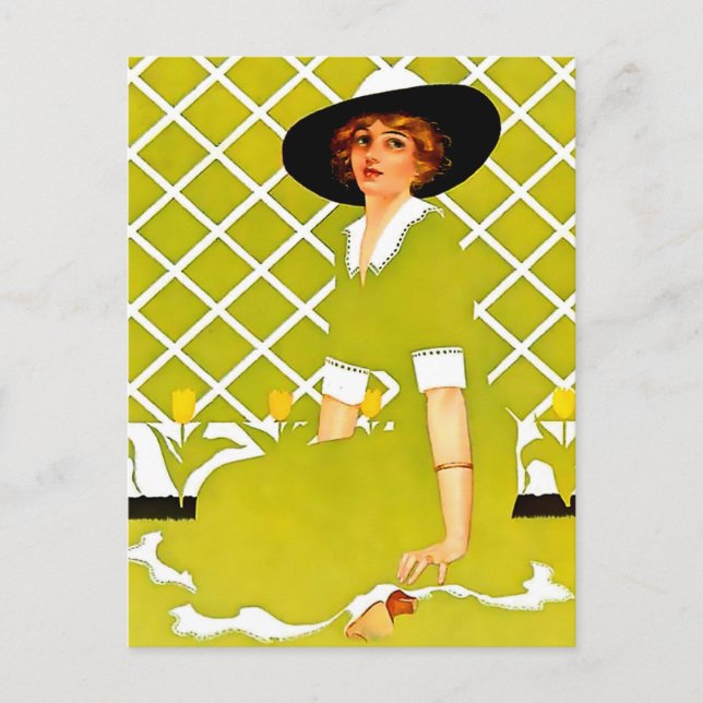 Postal Coles Phillips ‘Chica que se desvanece’ “Jardín de (Anverso)