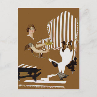 Postal Coles Phillips Fadeaway Woman Con Collie