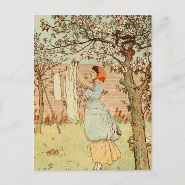 Postal Colgando la lavandería (Anverso)