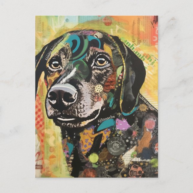 Postal colgante de perro colorida única (Anverso)