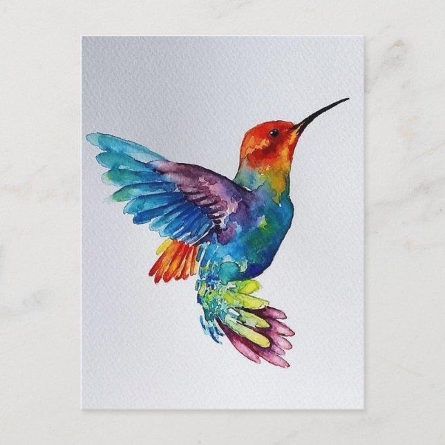 Postal Colibri aquarelle (Anverso)