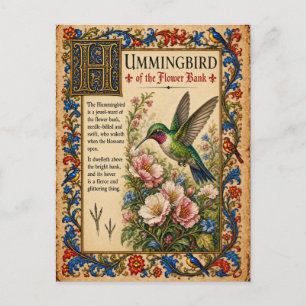 Postal Colibrí, Arte de Bestiario Medieval