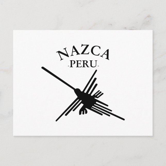 Postal Colibrí de Nazca Perú con texto curvo (Anverso)