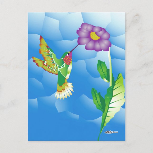 Postal Colibrí: Estilizado (Anverso)