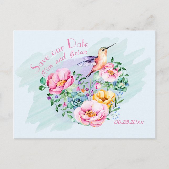 Postal Colibrí Guarde Nuestro Día (Anverso)