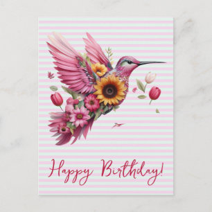 Postal Colibrí volando Feliz Cumpleaños