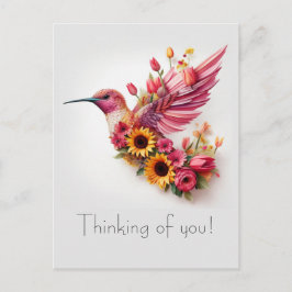 Postal Colibrí volando Pensando en ti