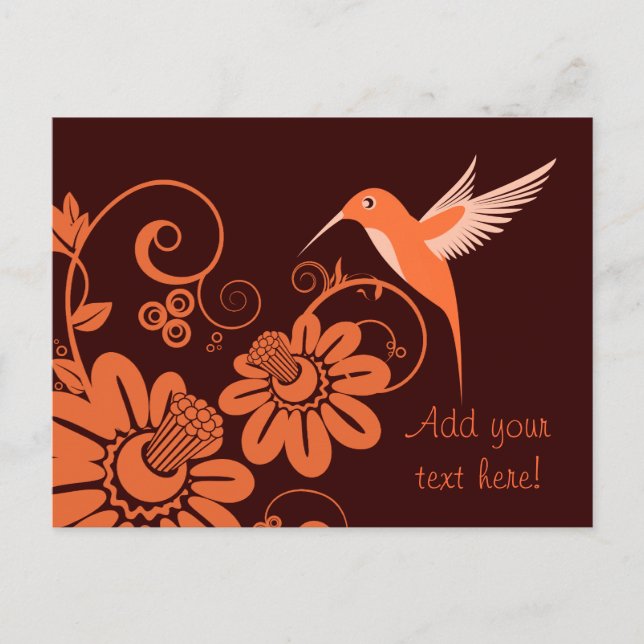 Postal Colibri y flores (Anverso)