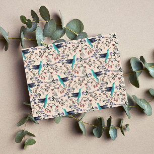 Postal Colibrí y libélula estilo William Morris