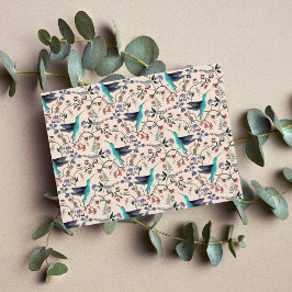 Postal Colibrí y libélula estilo William Morris