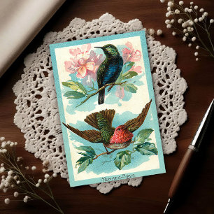 Postal Colibríes Vintage 1917 Arte Tropical