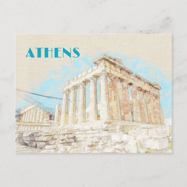 Postal Colina de la Acrópolis en Atenas, Grecia (Anverso)