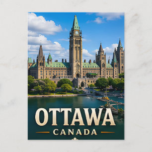 Postal Colina del Parlamento de Ottawa y patrimonio canad