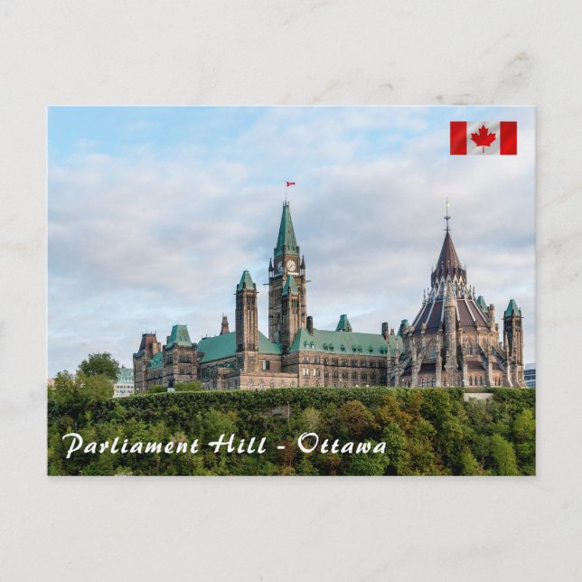 Postal Colina del Parlamento en Ottawa - Ontario, Canadá (Anverso)