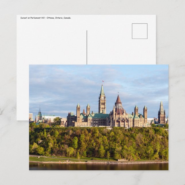 Postal Colina del Parlamento en Ottawa - Ontario, Canadá (Anverso / Reverso)