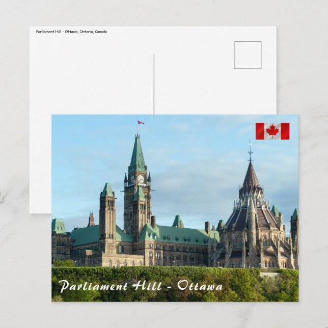 Postal Colina del Parlamento en Ottawa - Ontario, Canadá (Anverso / Reverso)