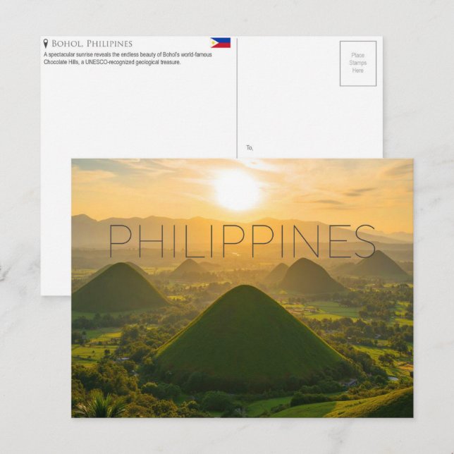 Postal Colinas de Chocolate, Bohol, Filipinas Viajes (Anverso / Reverso)
