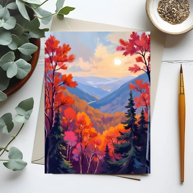 Postal Colinas de otoño | Hojas de otoño Follaje Acuarela (Subido por el creador)