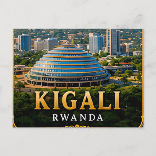 Postal Colinas verdes de Kigali y horizonte moderno de Ru