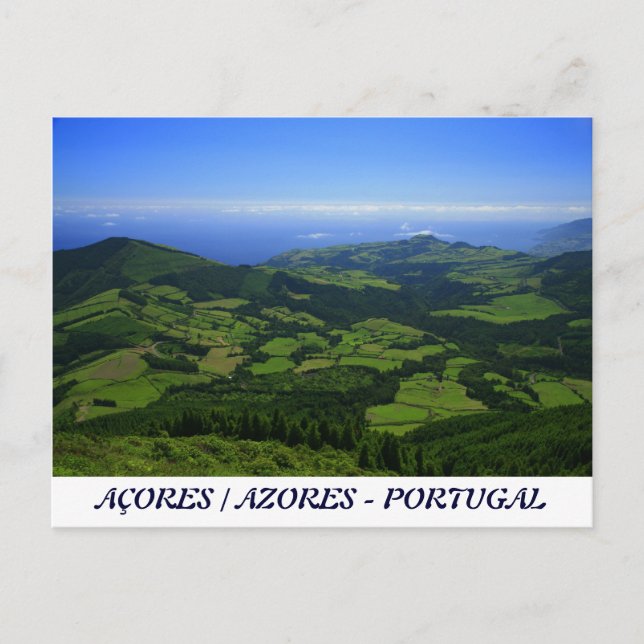 Postal Colinas verdes - islas Azores (Anverso)