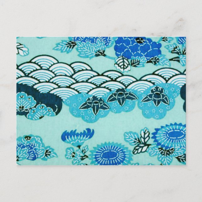 Postal Colinas y flores azules (Anverso)