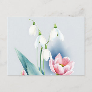 Postal Colirio etéreo, gotas de nieve y hellebores
