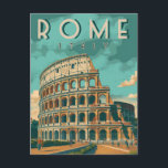Postal Coliseo de Roma de la Vintage<br><div class="desc">Podrá llegar al corazón de la antigua Roma con este cautivador poster de viajes,  que cuenta con el icónico Coliseo. Esta singular pieza de arte captura la grandeza de este monumento histórico y es una manera perfecta de agregar un toque de estilo italiano a su casa o oficina.</div>