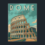 Postal Coliseo de Roma de la Vintage<br><div class="desc">Podrá llegar al corazón de la antigua Roma con este cautivador poster de viajes,  que cuenta con el icónico Coliseo. Esta singular pieza de arte captura la grandeza de este monumento histórico y es una manera perfecta de agregar un toque de estilo italiano a su casa o oficina.</div>
