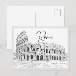 Postal Coliseo dibujado a mano Roma Italia Punto de inter