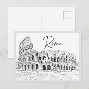 Postal Coliseo dibujado a mano Roma Italia Punto de inter