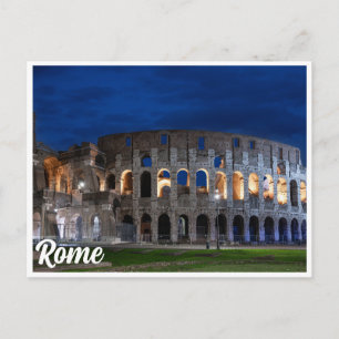 Postal Coliseo nocturno en Roma, Italia