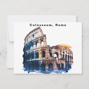 Postal Coliseo Roma Italia Acuarela 