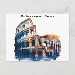Postal Coliseo Roma Italia Acuarela