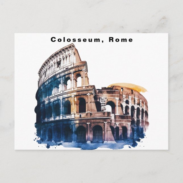 Postal Coliseo Roma Italia Acuarela  (Anverso)
