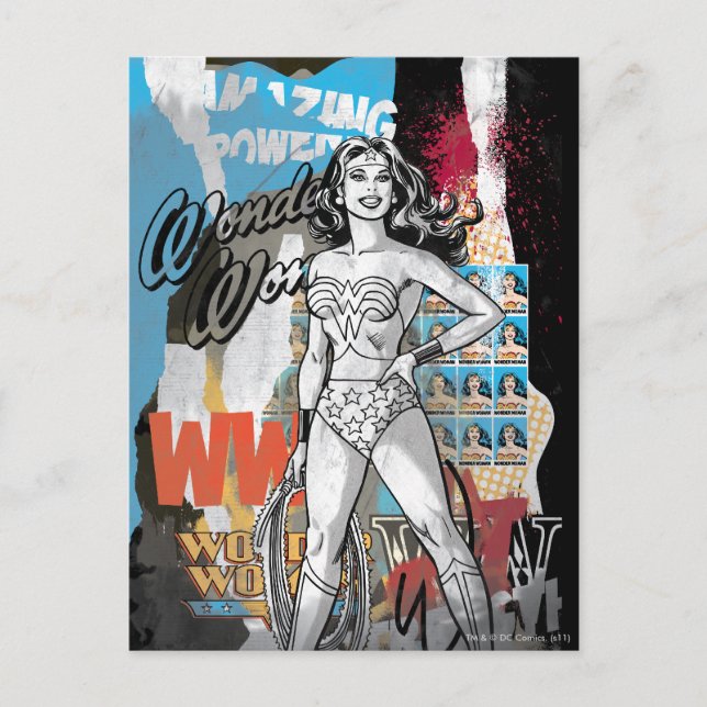 Postal Collage 2 de la mujer maravilla (Anverso)