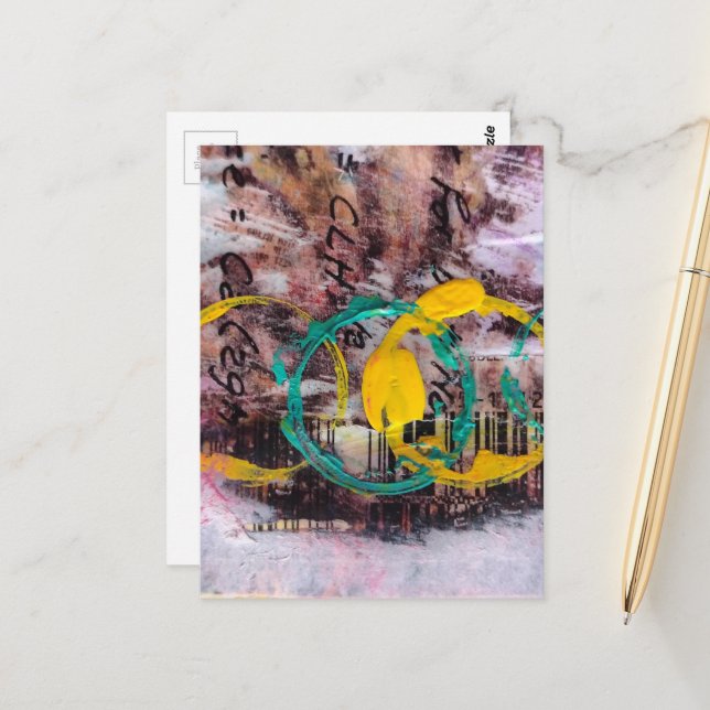 Postal collage abstracto círculos  (Anverso/Reverso In Situ)