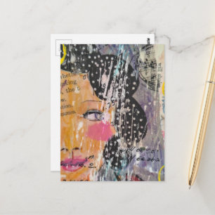 Postal collage abstracto con rostro