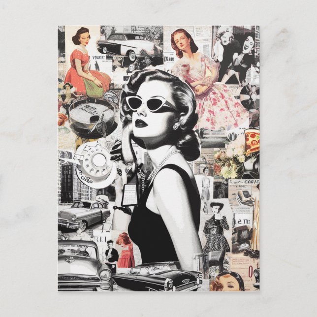 Postal Collage abstracto de los años 60 (Anverso)