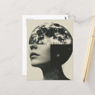 Postal Collage abstracto surrealista de la persona de la