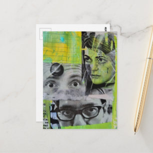 Postal Collage aleatorio de caras antiguas