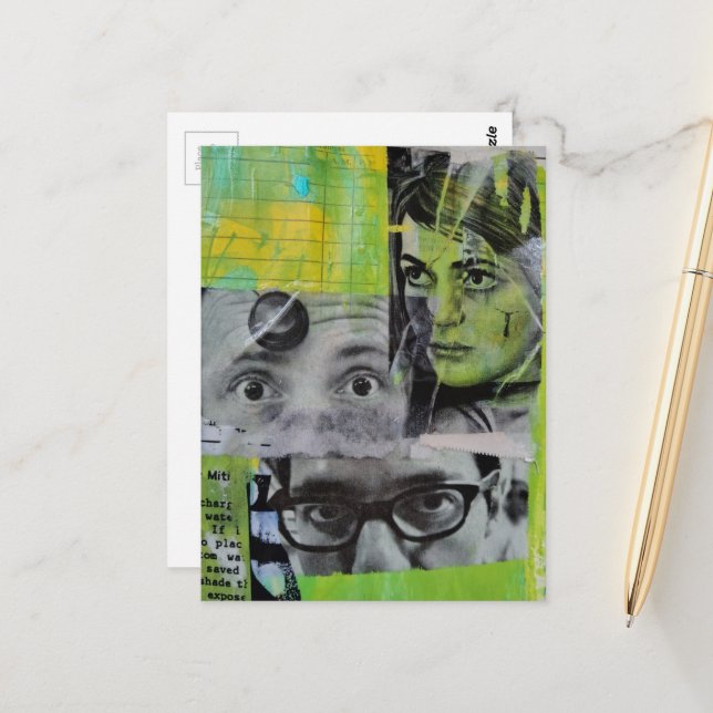 Postal Collage Aleatorio de Rostros Antiguos (Anverso/Reverso In Situ)