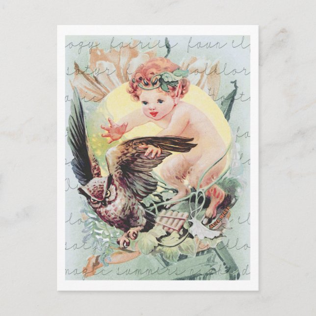 POSTAL COLLAGE BABY FAUN "FAIRYLAND FANTASY" (Anverso)