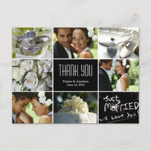Postal Collage boda Gracias Postcard