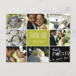Postal Collage boda Gracias Postcard - Chartreuse
