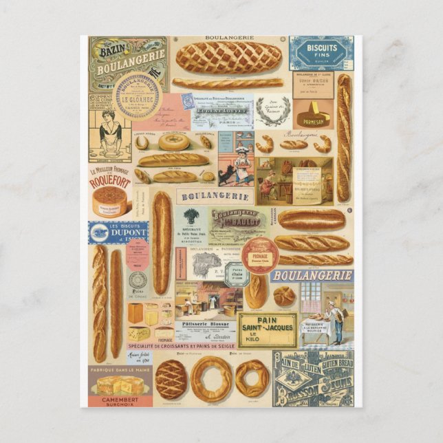 Postal Collage boulangerie et fromages (Anverso)