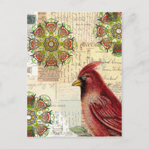 Postal Collage cardenal y efemera