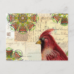 Postal Collage cardenal y efemera