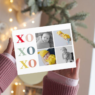 Postal Collage Cuatro Fotos   XoXoXo colorido