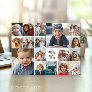 Postal Collage de 17 fotos personalizadas - Negro - texto