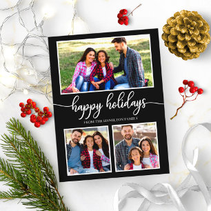 Postal Collage de 3 fotos Felices Fiestas Chic Moderno Ne
